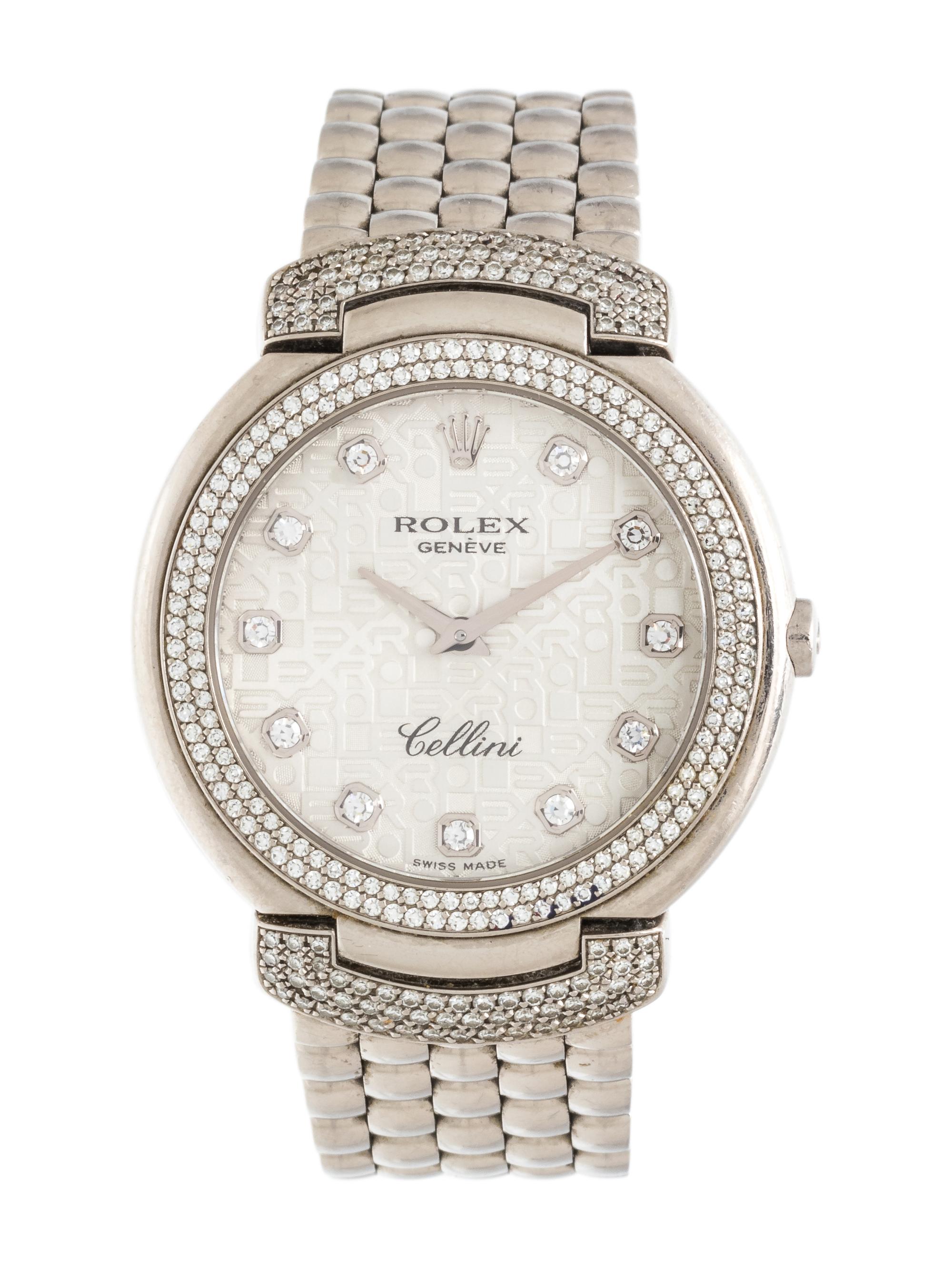 ROLEX, REF. 6683 18K WHITE GOLD AND DIAMOND 'CELLINI' WRISTWATCH