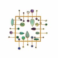 Wendy Ramshaw, Yellow Gold and Multigem Brooch