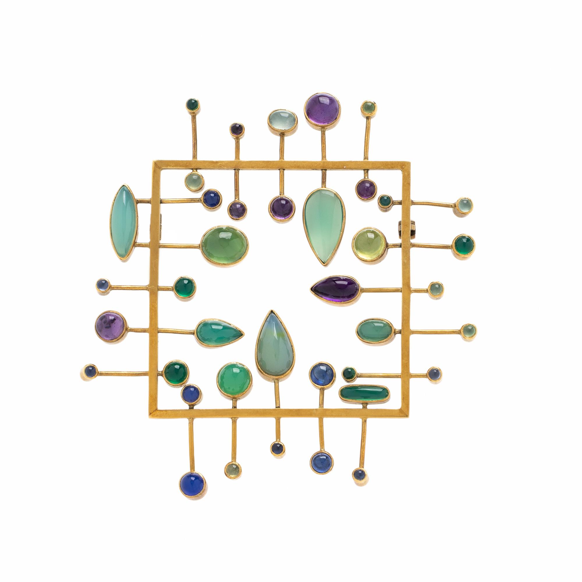 Wendy Ramshaw, Yellow Gold and Multigem Brooch