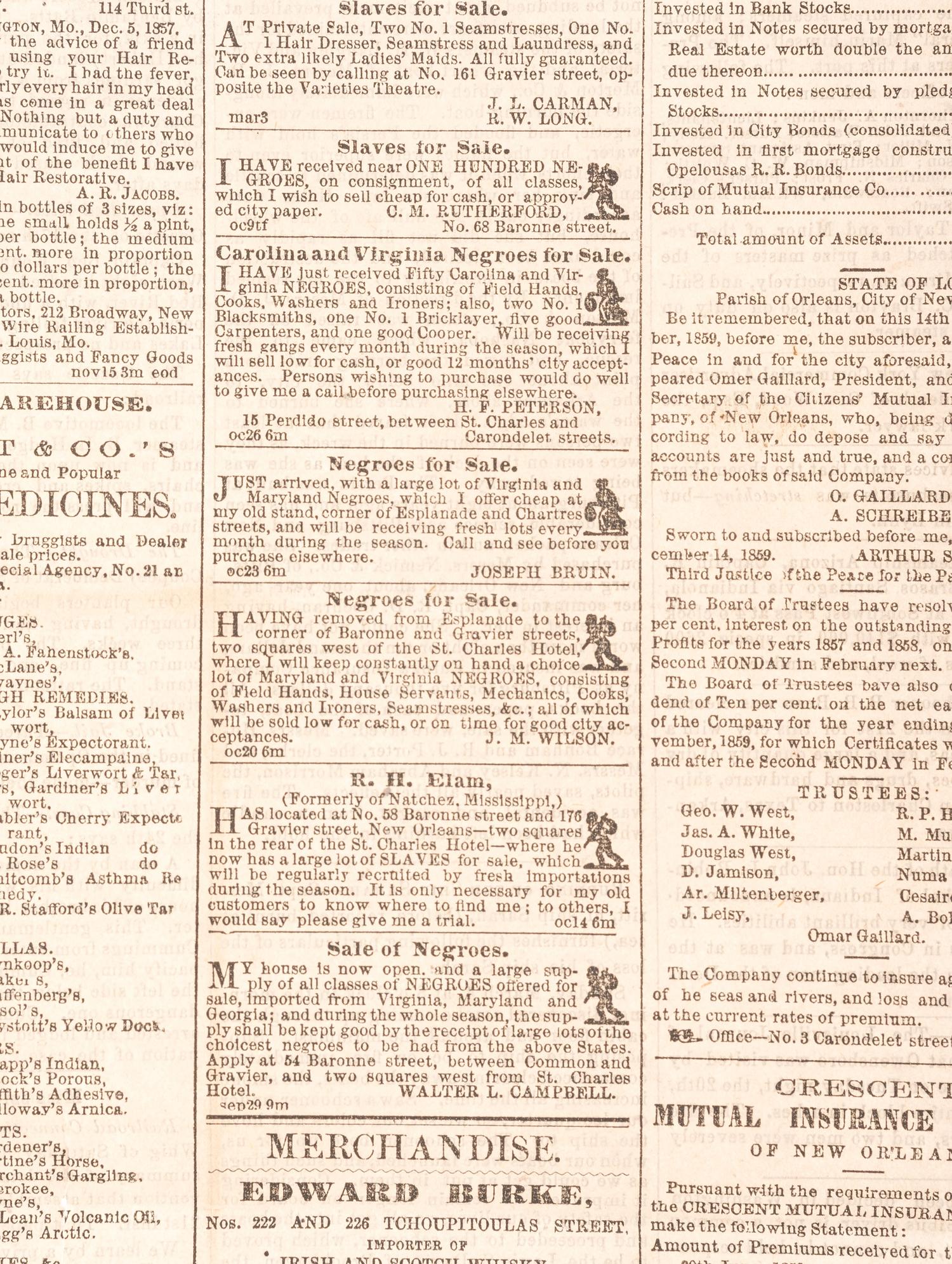 [NEW ORLEANS]. Extensive collection of 200+ New Orleans newspapers dating from the 19th century.