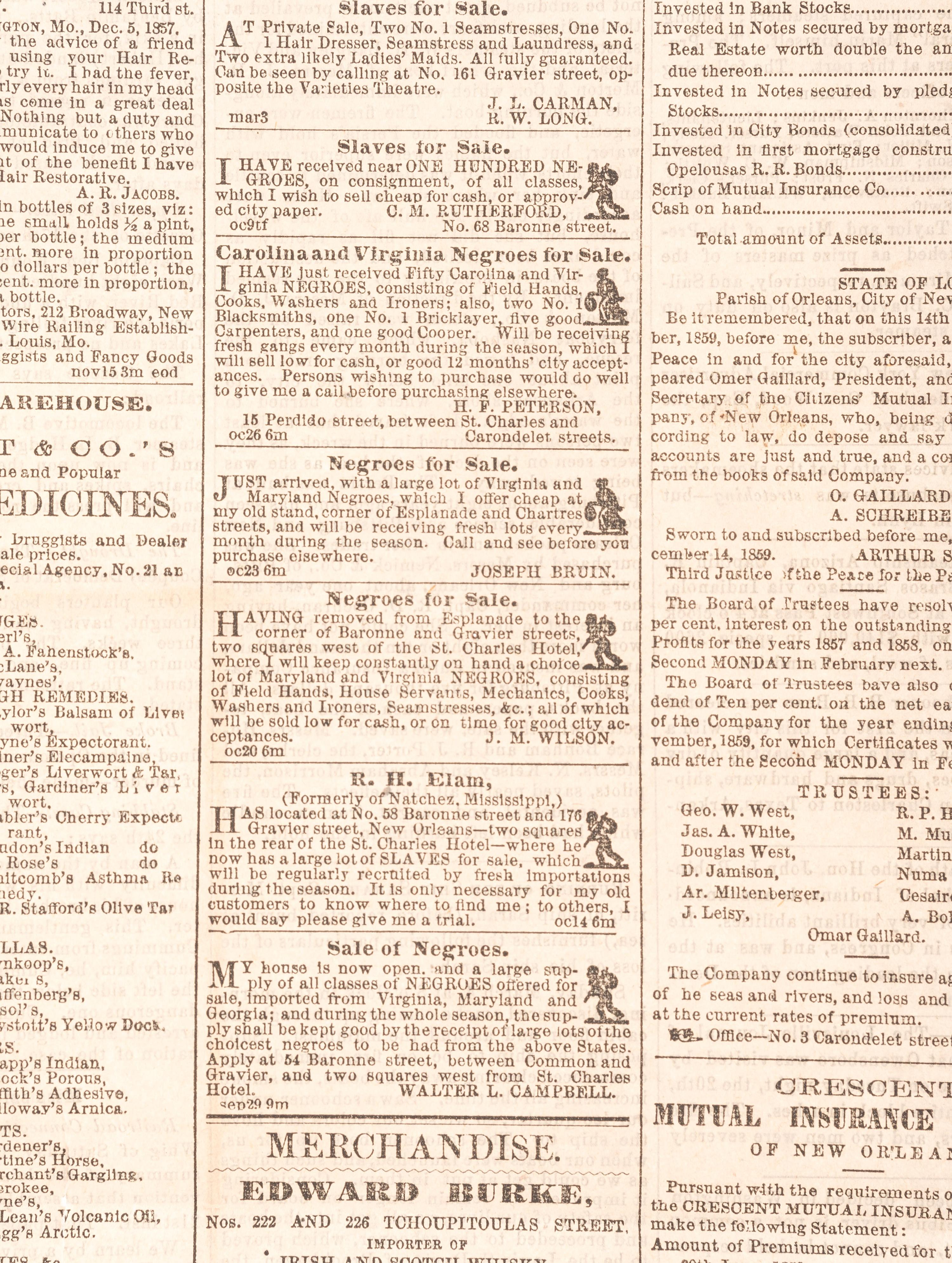 [NEW ORLEANS]. Extensive collection of 200+ New Orleans newspapers dating from the 19th century.