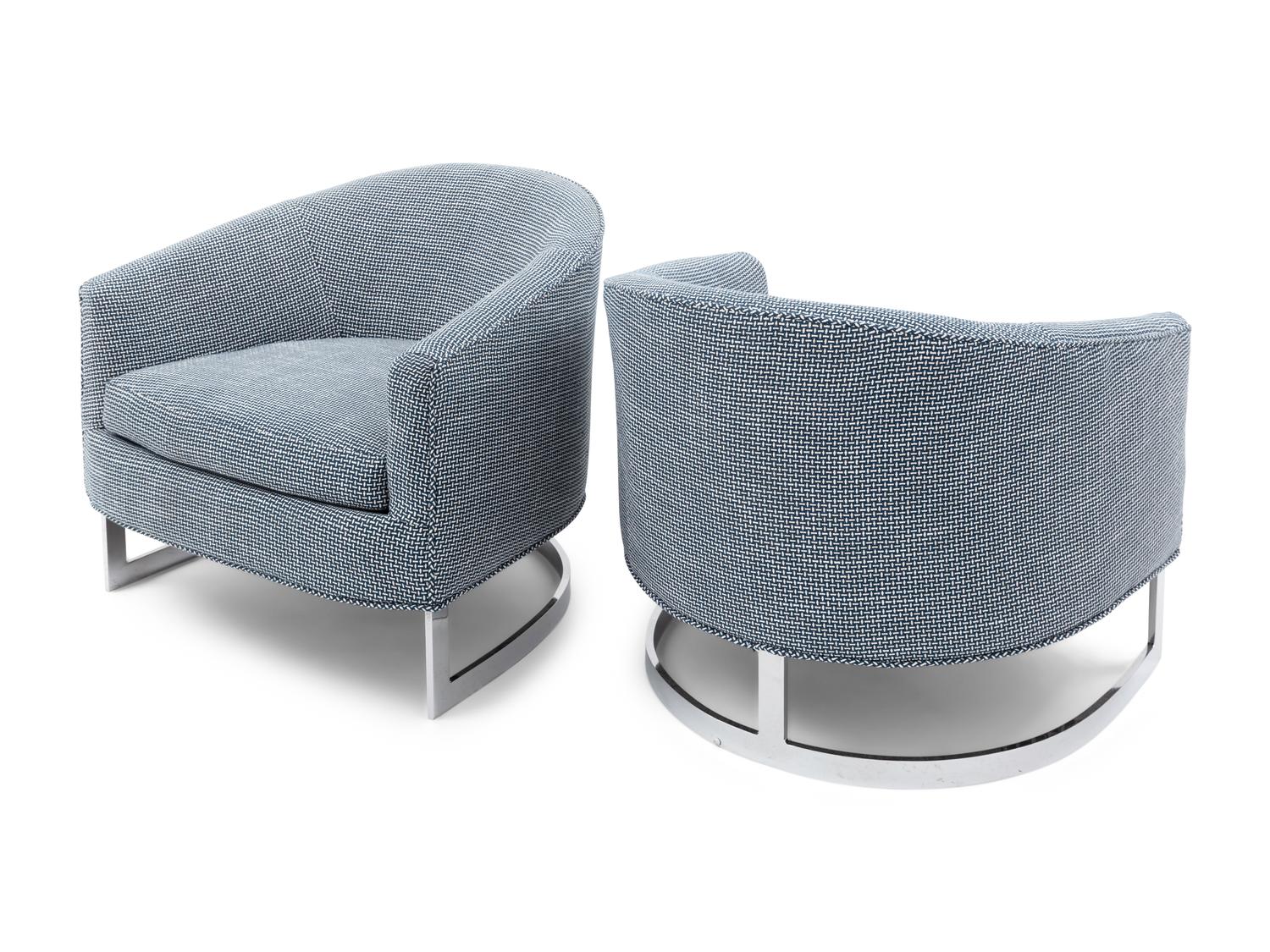 A Pair of Milo Baughman Barrel Chairs