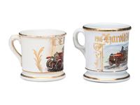 Two Firemen's Porcelain Occupational Shaving Mugs