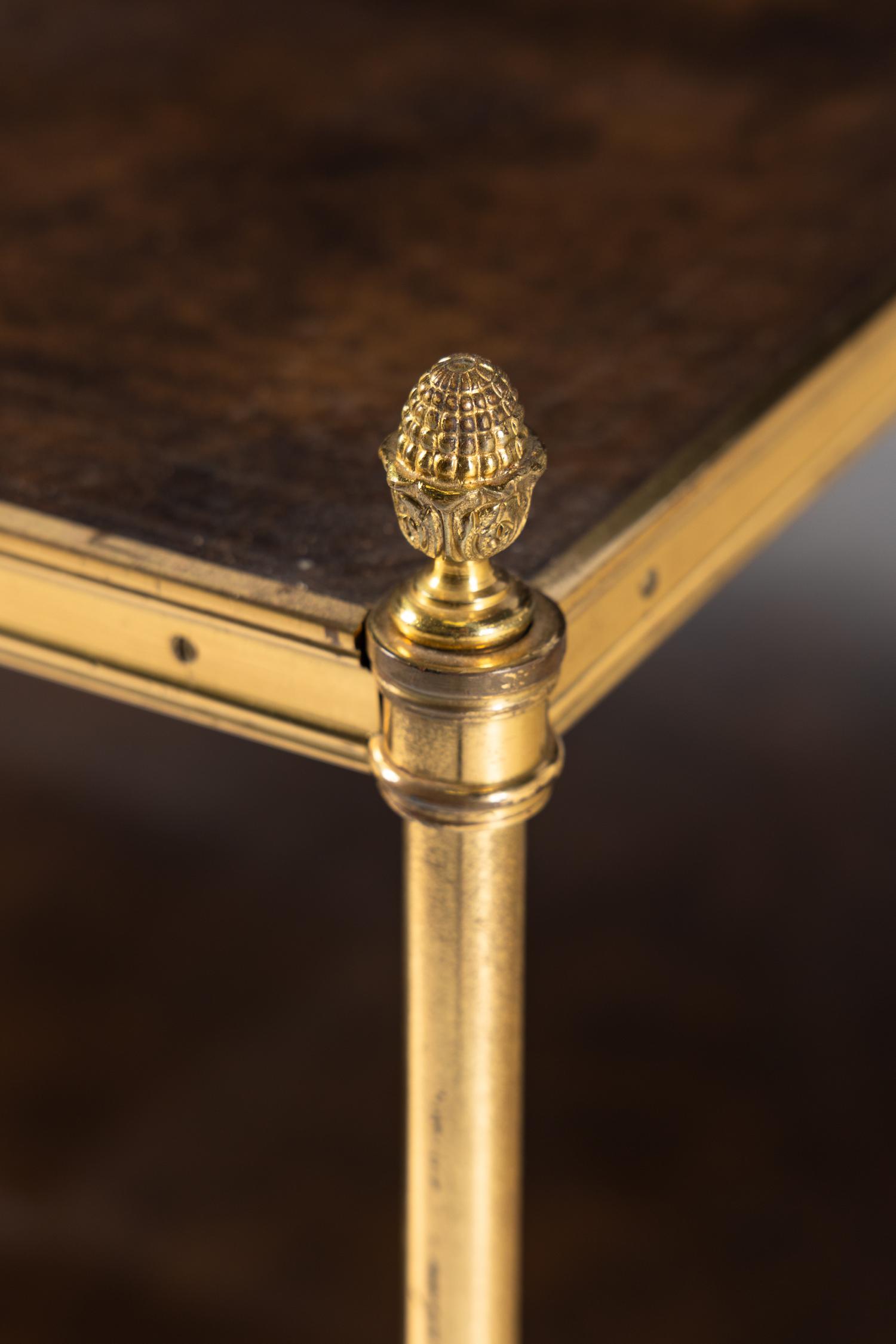 A Contemporary Brass and Leather Inset Low Table