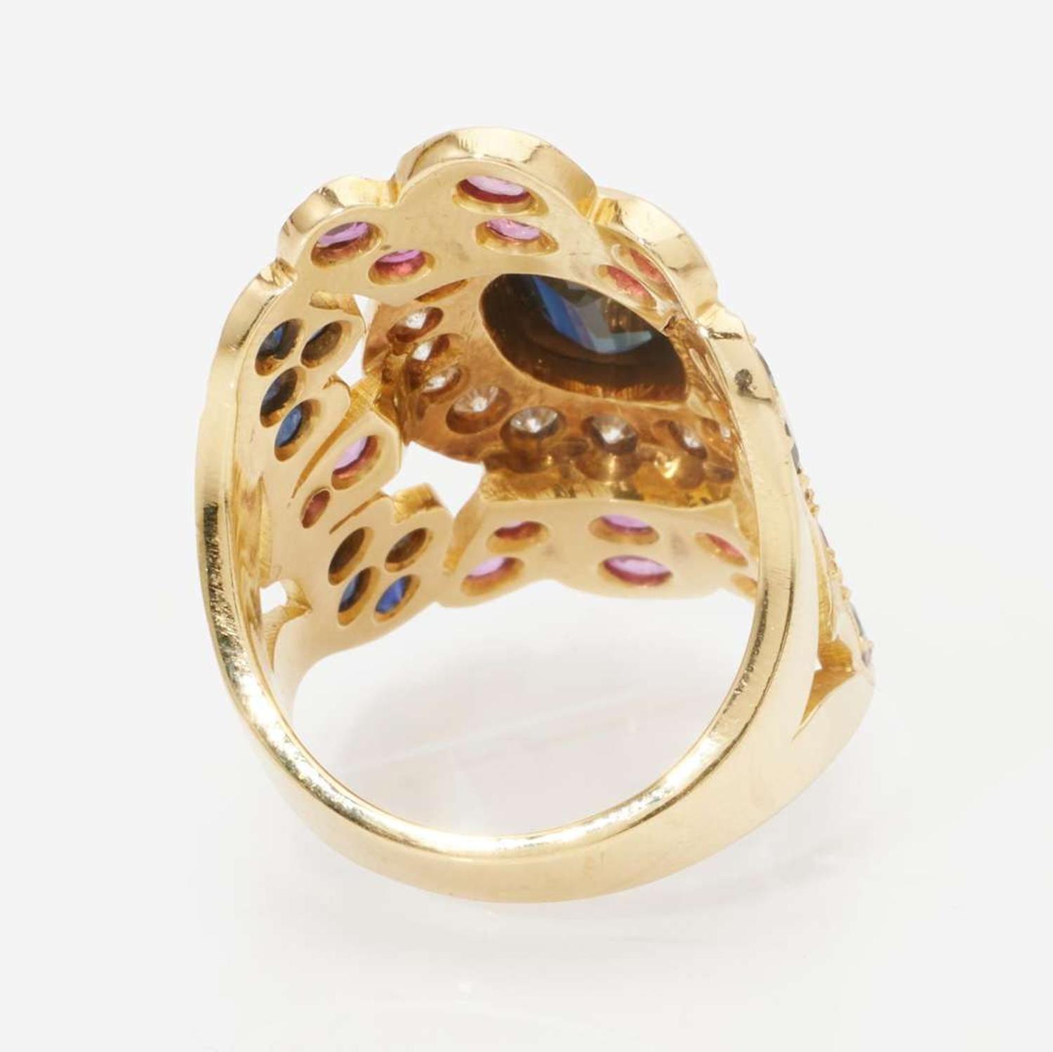 An 18K Yellow Gold and Gemstone Ring