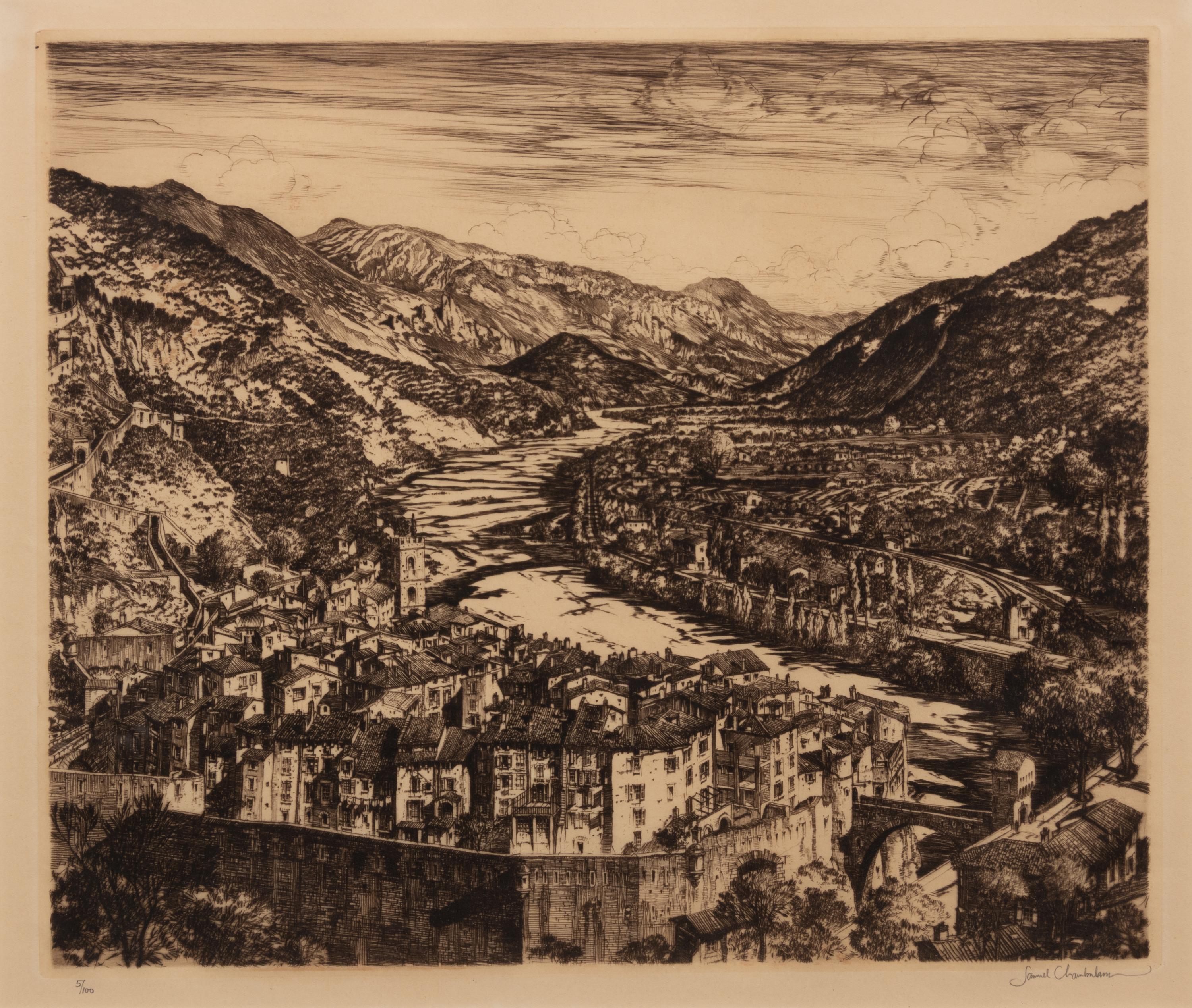 A group of three American prints (Aaron Bohrod, Summertime ; Syd Browne, Along the Canal ; Samuel Chamberlain, Valley of the Var )