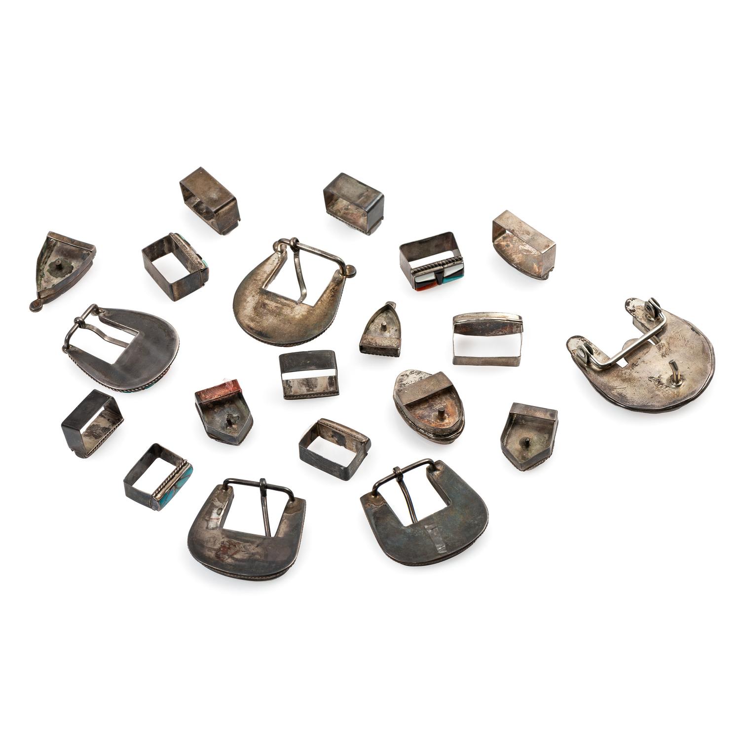 Group of Zuni Channel and Mosaic Inlay Ranger Sets