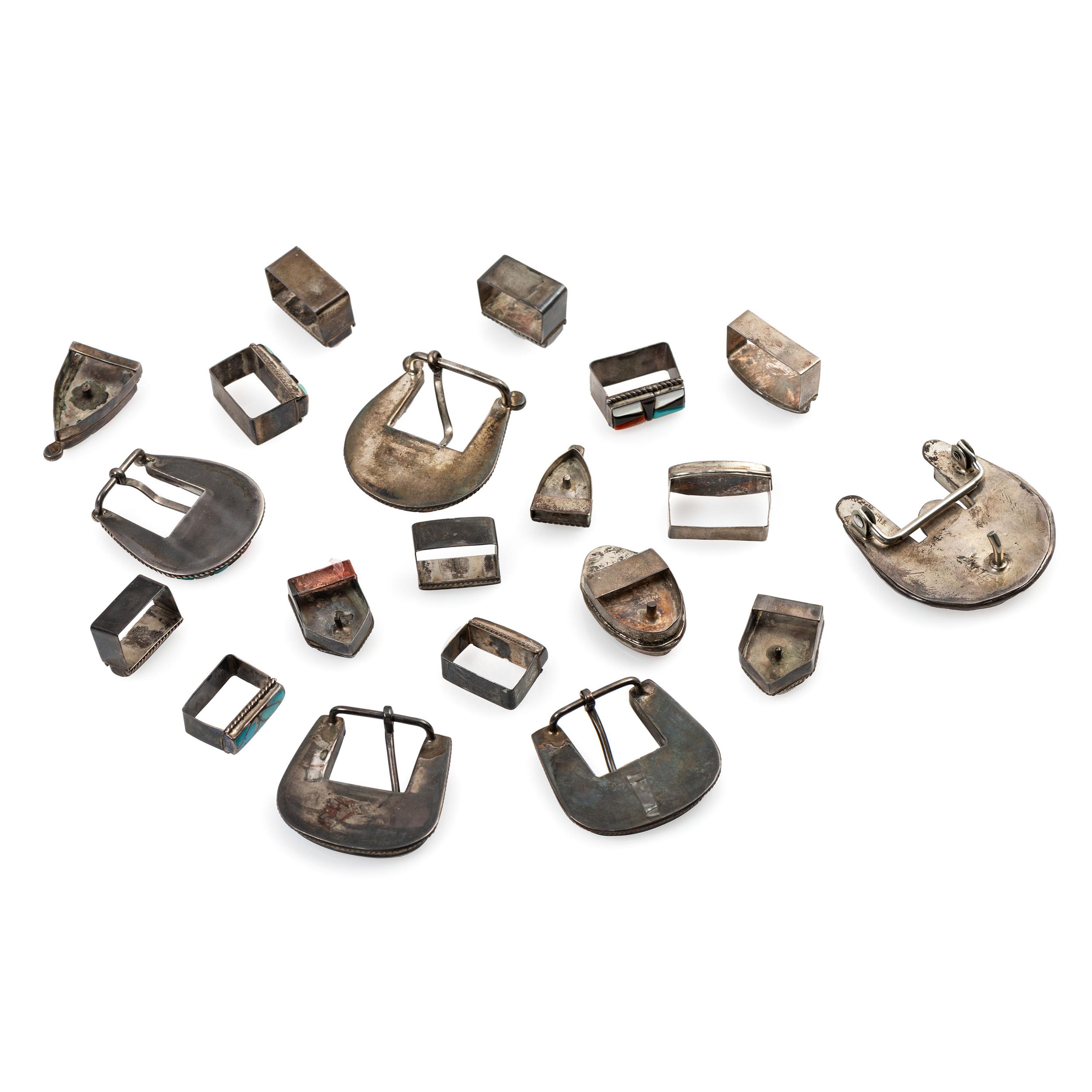 Group of Zuni Channel and Mosaic Inlay Ranger Sets