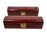 Two Chinese Leather Veneered Scroll Boxes