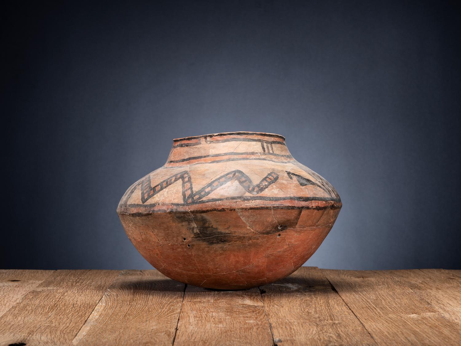 San Lazaro Pueblo Polychrome Pottery Olla