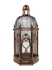 A Continental Mahogany and Parcel Gilt Birdcage