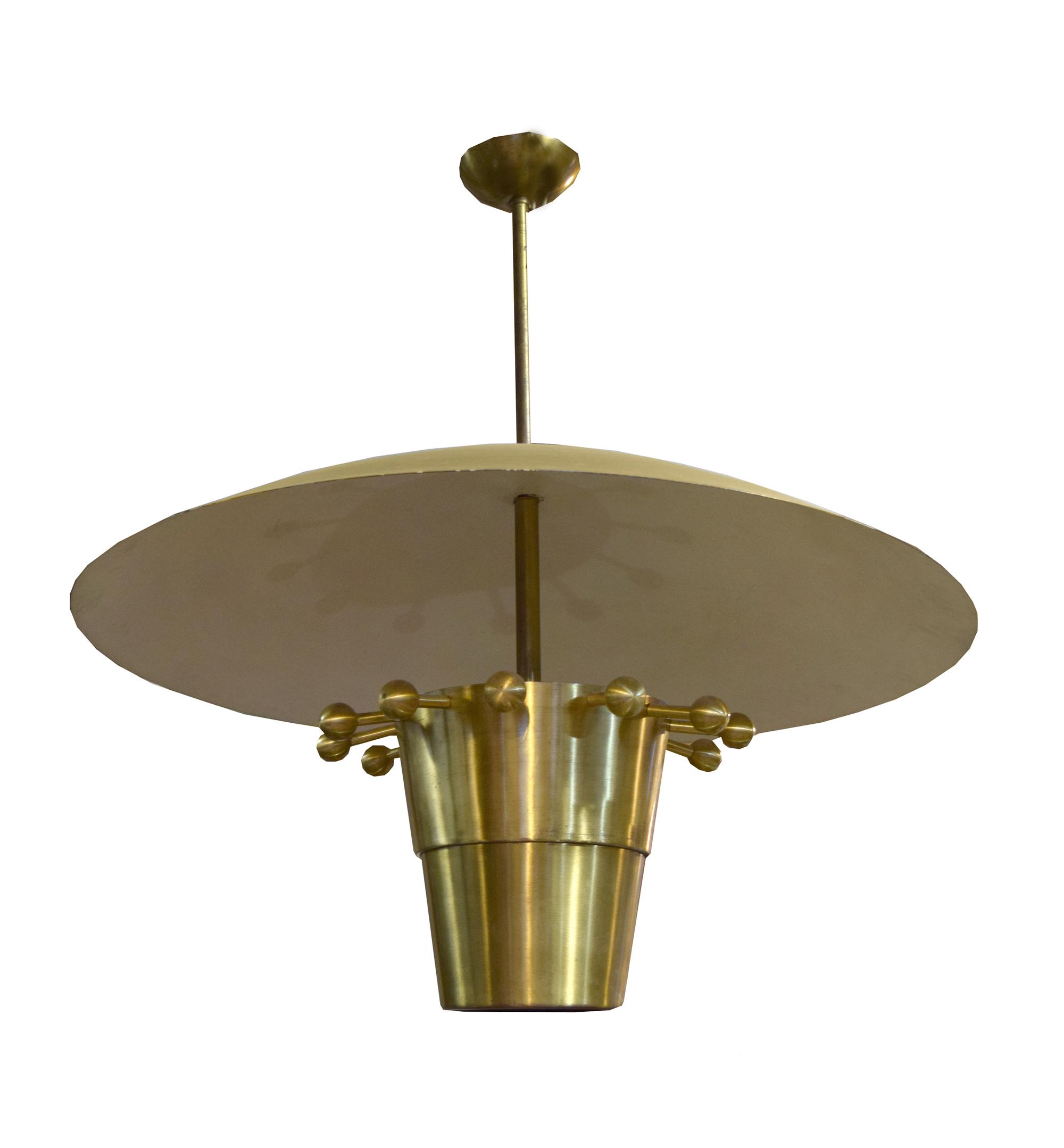 A Mid-Century Brass Chandelier 36" W x 36" D x 42" H — France, Mid-20th Century