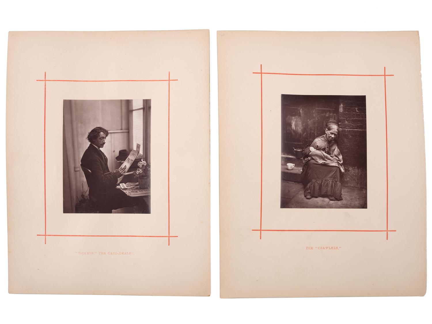 [EARLY PHOTOGRAPHY]. THOMSON, John, photog. Two woodburytype prints from Street Life in London .