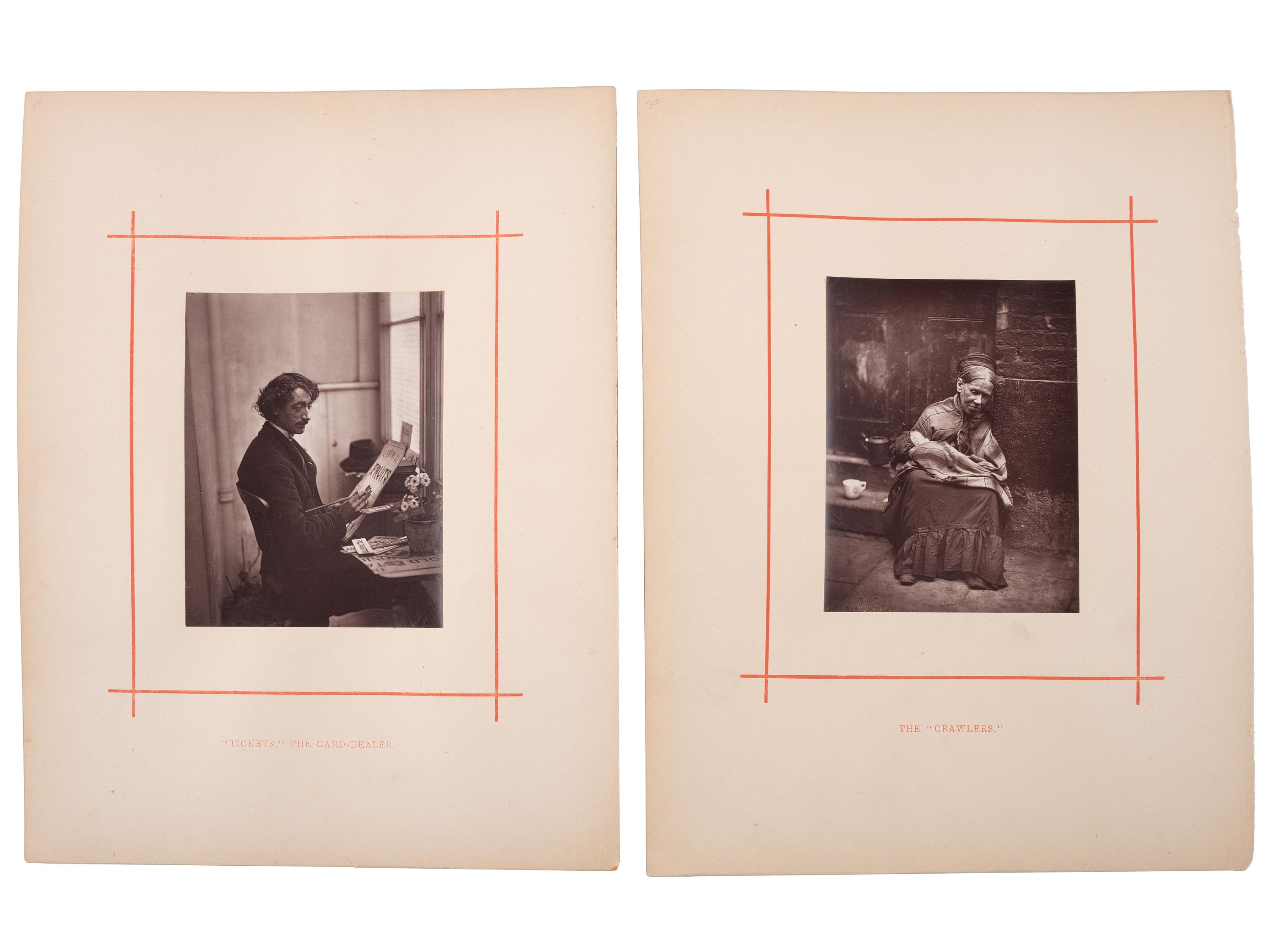 [EARLY PHOTOGRAPHY]. THOMSON, John, photog. Two woodburytype prints from Street Life in London .