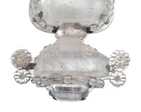A Set of Four Maison Baguès-Style Rock Crystal and Silvered Metal Five-Arm Sconces