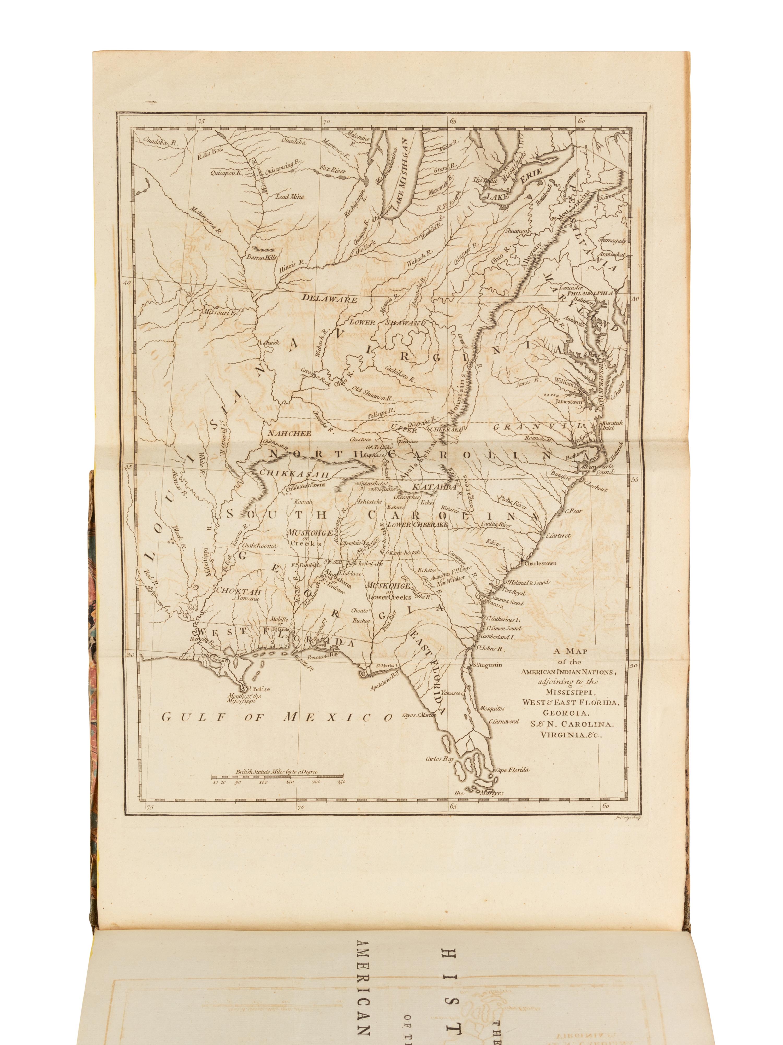 ADAIR, James (1709?-1783). The History of the American Indians; particularly those Nations adjoining to the Mississippi, East and West Florida, Georgia, South and North Carolina, and Virginia . London: for Edward and Charles Dilly, 1775.