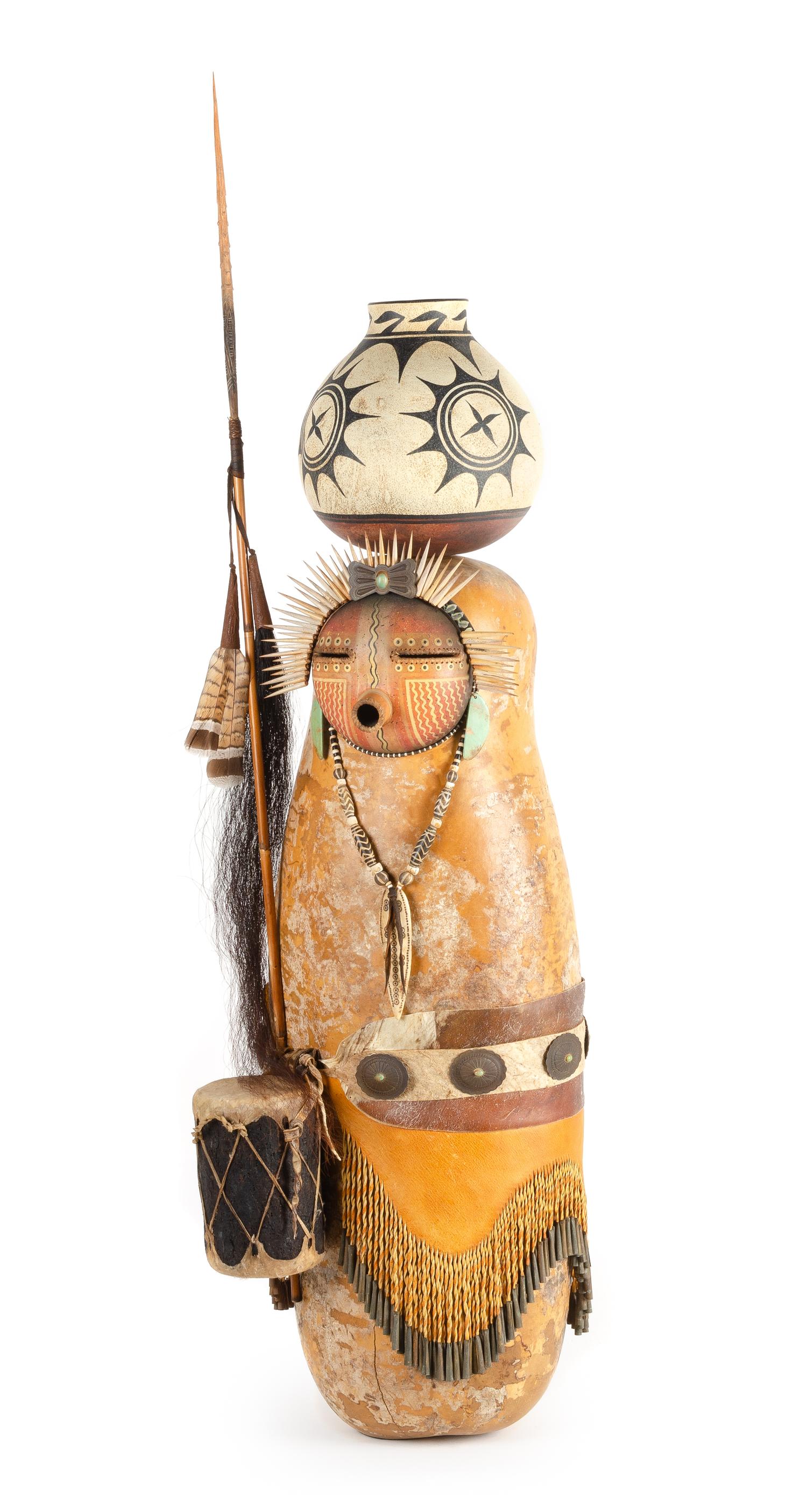 Mixed Media Kachina Figure 38 1/2 x 15 inches