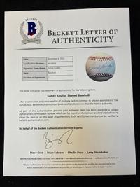 A Sandy Koufax Single Signed Autograph Baseball (Beckett Authentication Services Letter)