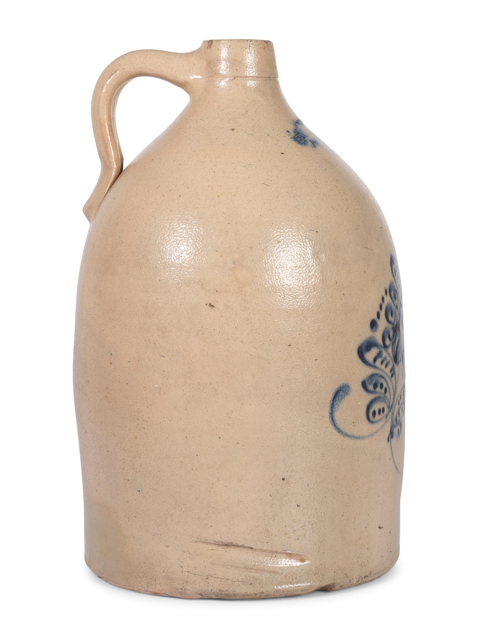 A Four-Gallon Cobalt-Decorated Stoneware Jug
