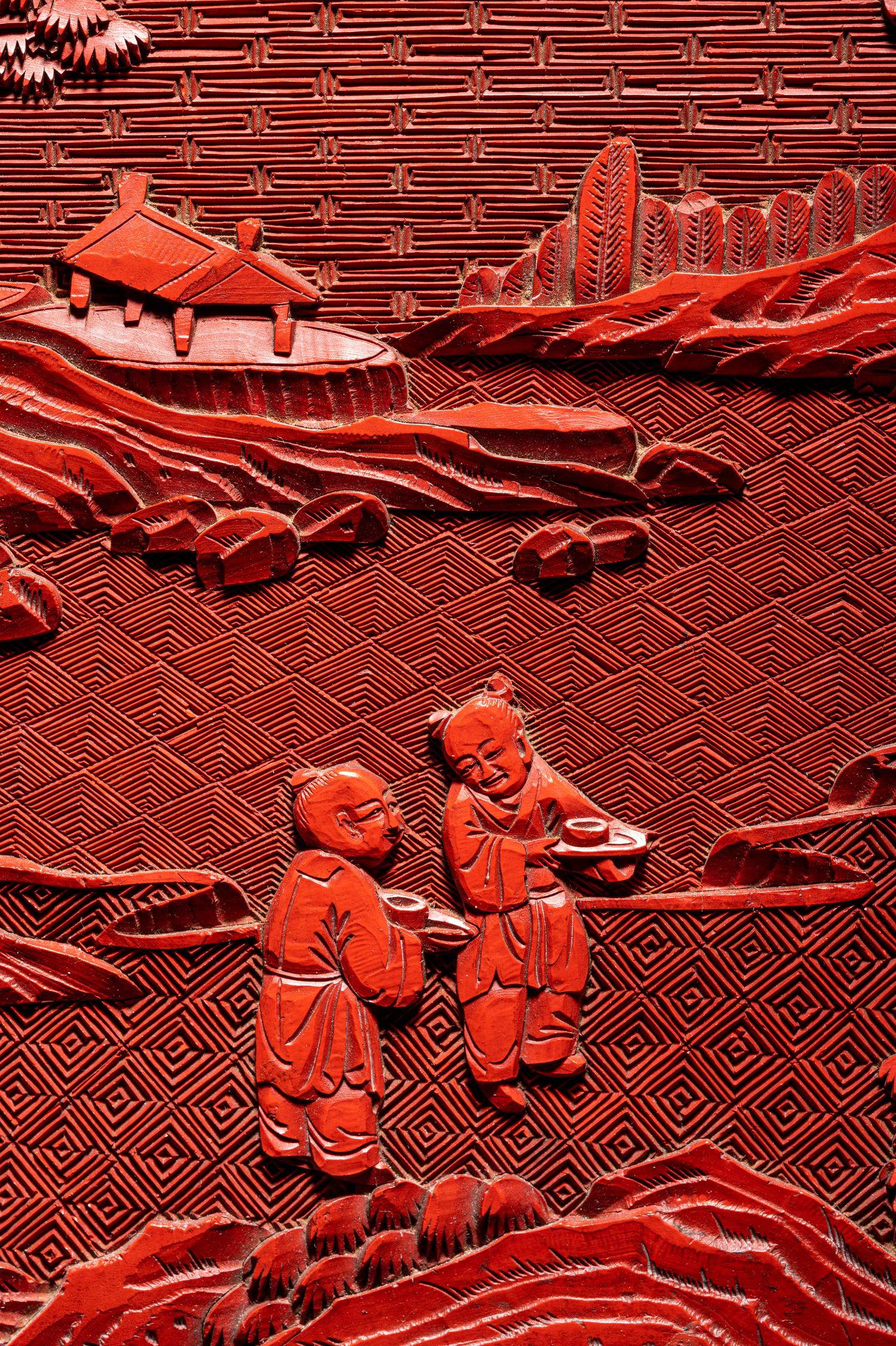 A Cinnabar Lacquer Table Screen