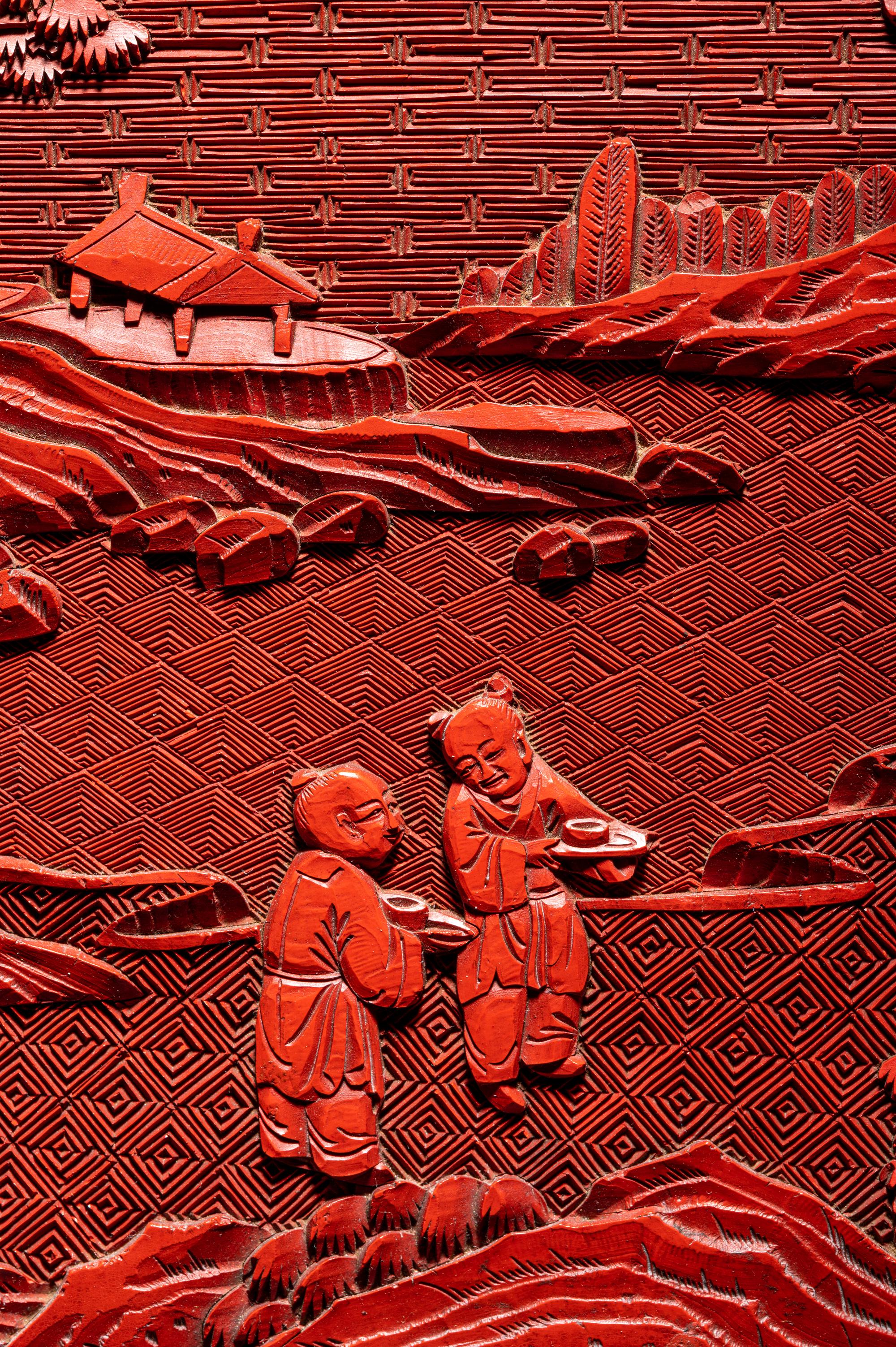 A Cinnabar Lacquer Table Screen