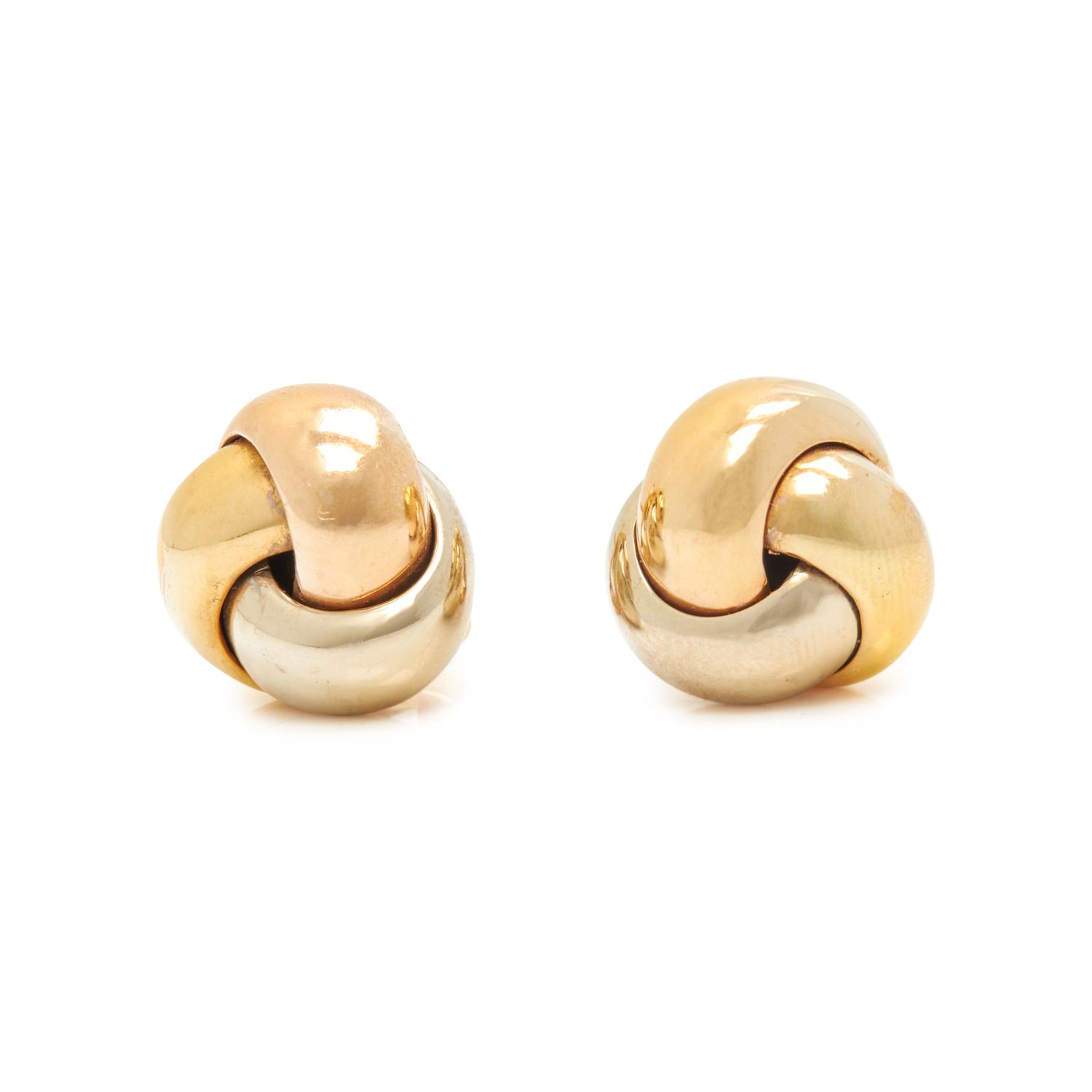 CARTIER, TRICOLOR GOLD KNOT EARRINGS