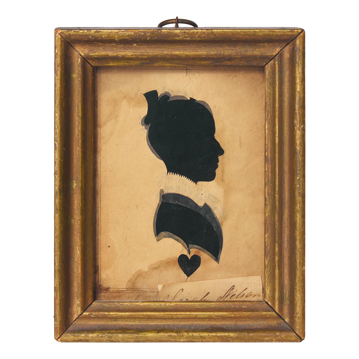 American School 19th Century, A Silhouette Miniature Portrait of Sarah Nelson