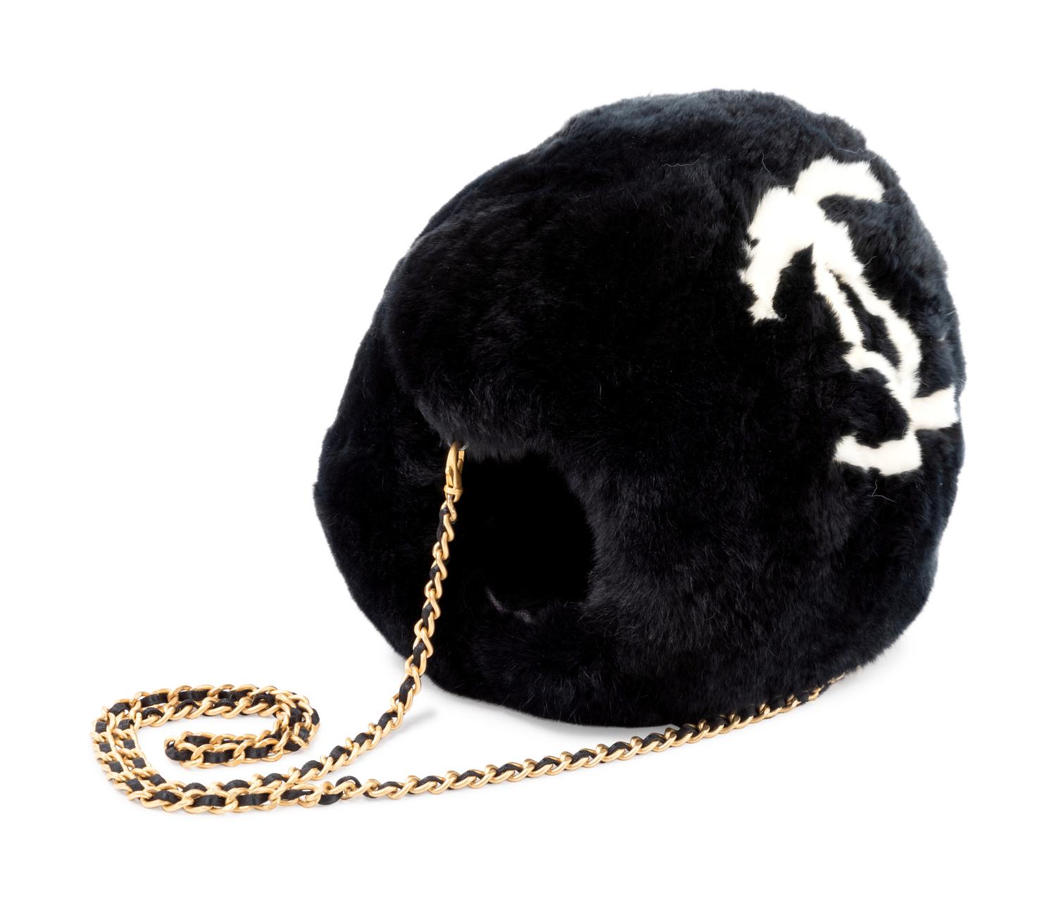 Chanel Black CC Logo Fur Muff, 2001