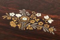 A Victorian Pewter, Rosewood and Mother-of-Pearl Inlaid Rosewood Writing Box