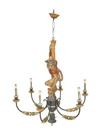 An Italian Painted Composition Six-Light Monkey Chandelier