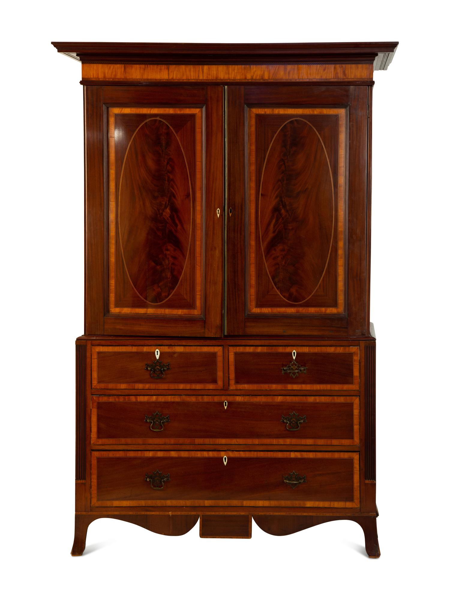A Federal Style Mahogany Linen Press