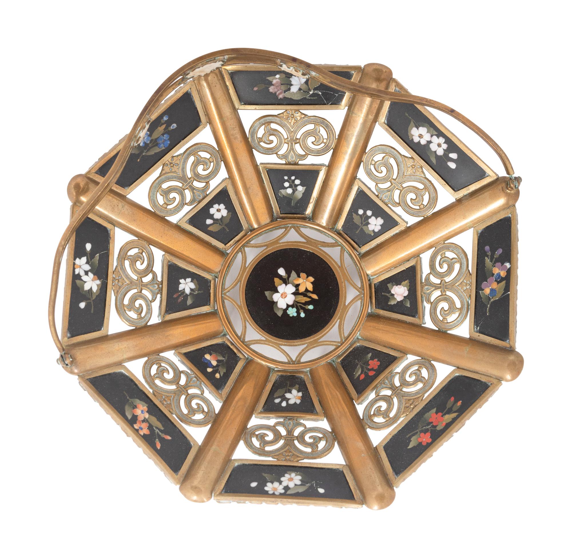 An Italian Gilt Metal and Pietra Dura Basket