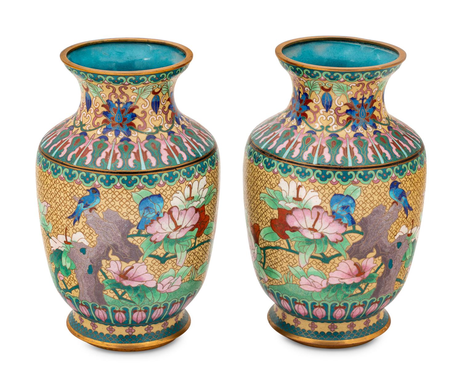 A Pair of Cloisonné Vases