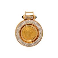 GOLD COIN, DIAMOND, AND SAPPHIRE PENDANT