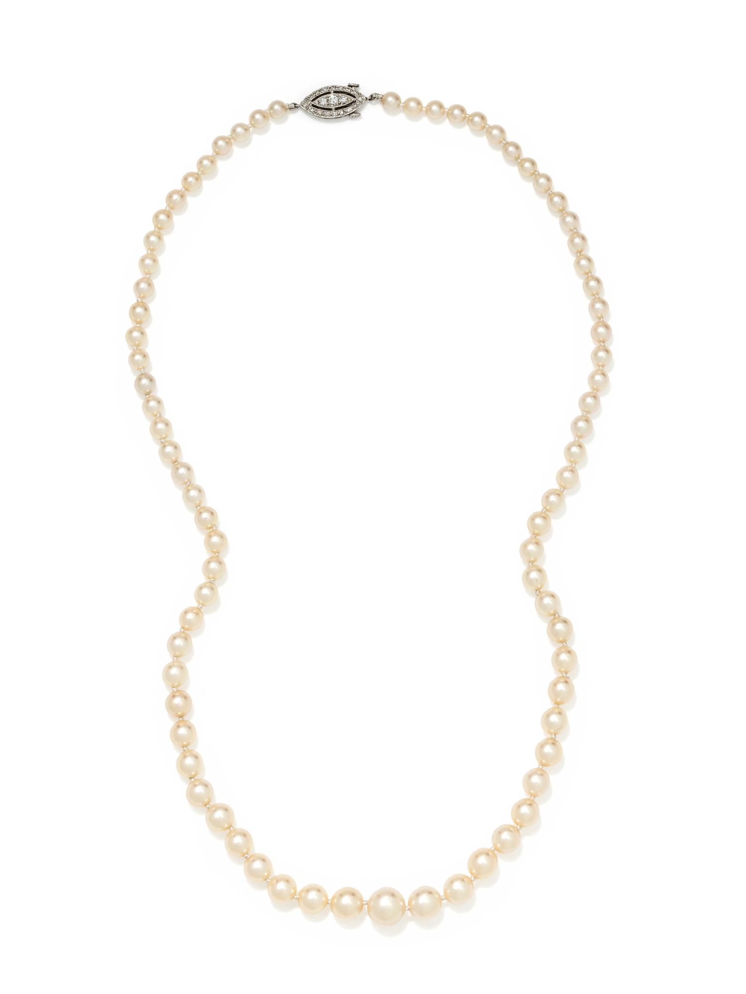 PEARL AND DIAMOND NECKLACE