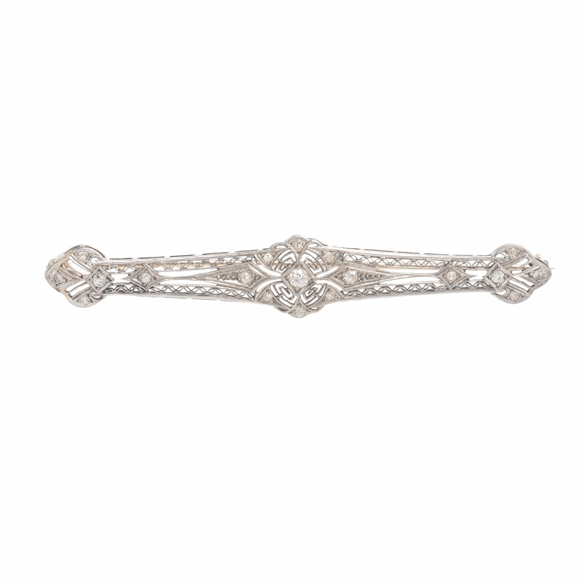 Platinum and Diamond Bar Pin