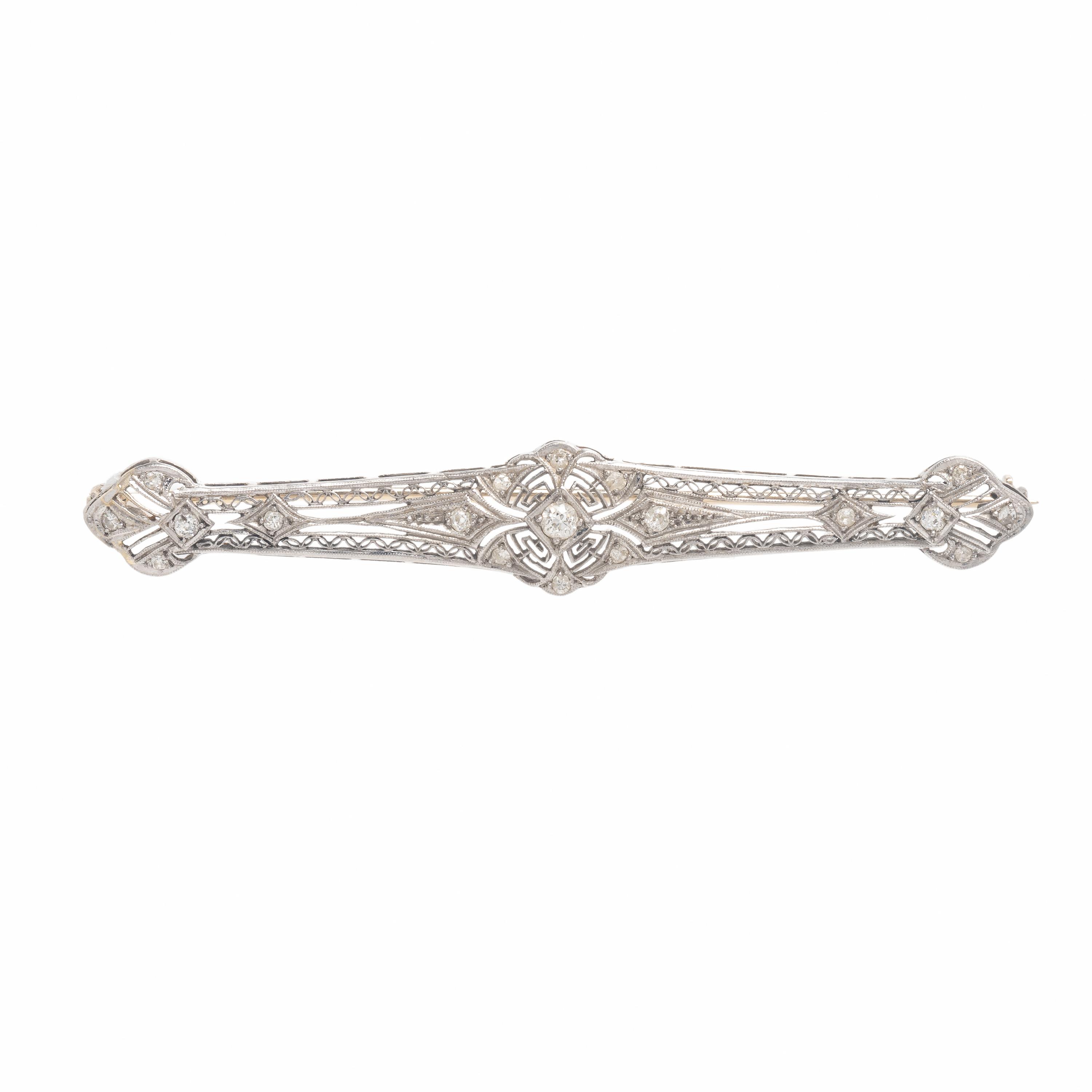 Platinum and Diamond Bar Pin