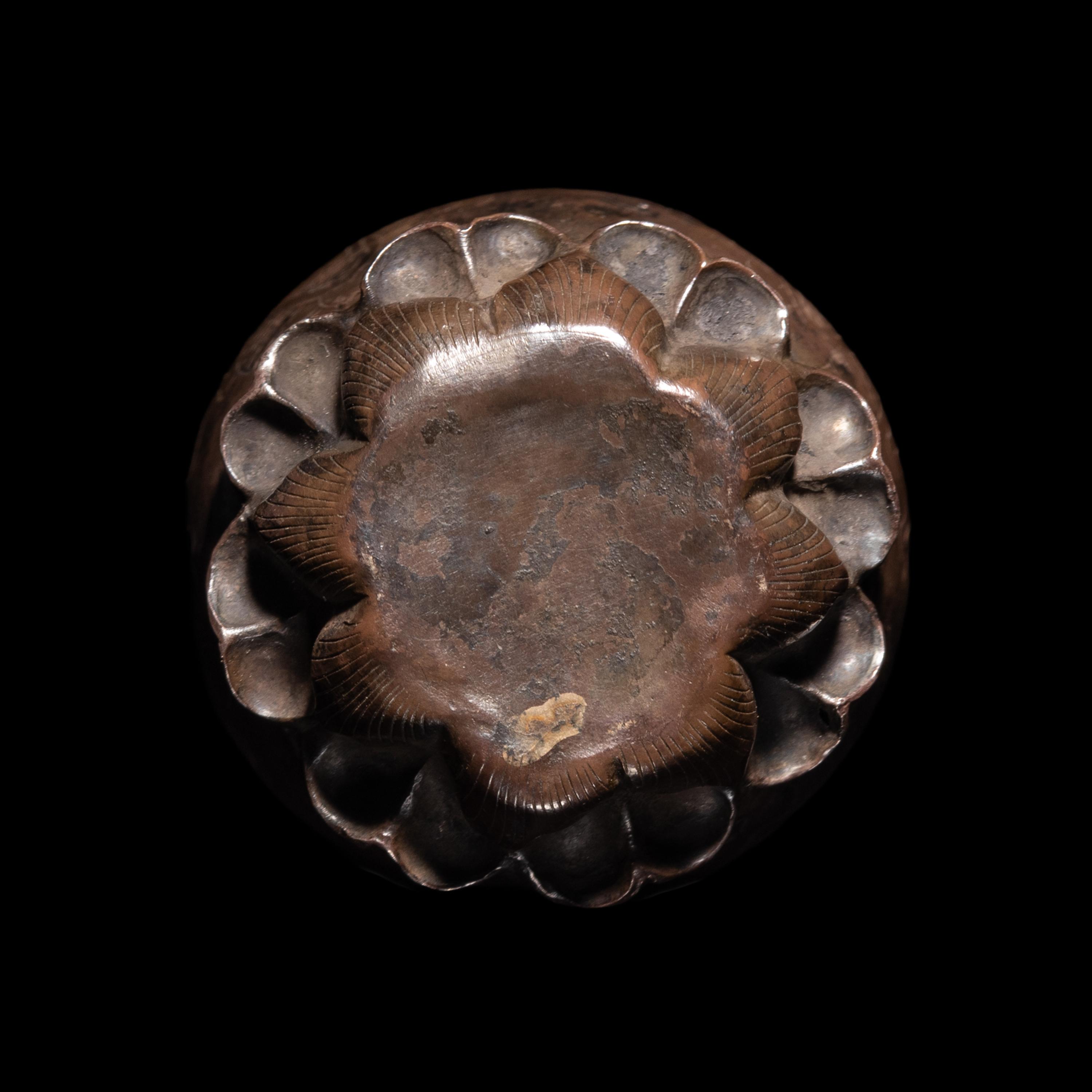 A Small Chinese Silver Reliquary Bottle, Tang Dynasty, Third Year of the Kaiyuan Era (715)