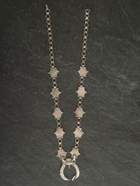 Dainty Silver Link and Channel Inlay Turquoise Squash Blossom Necklace
