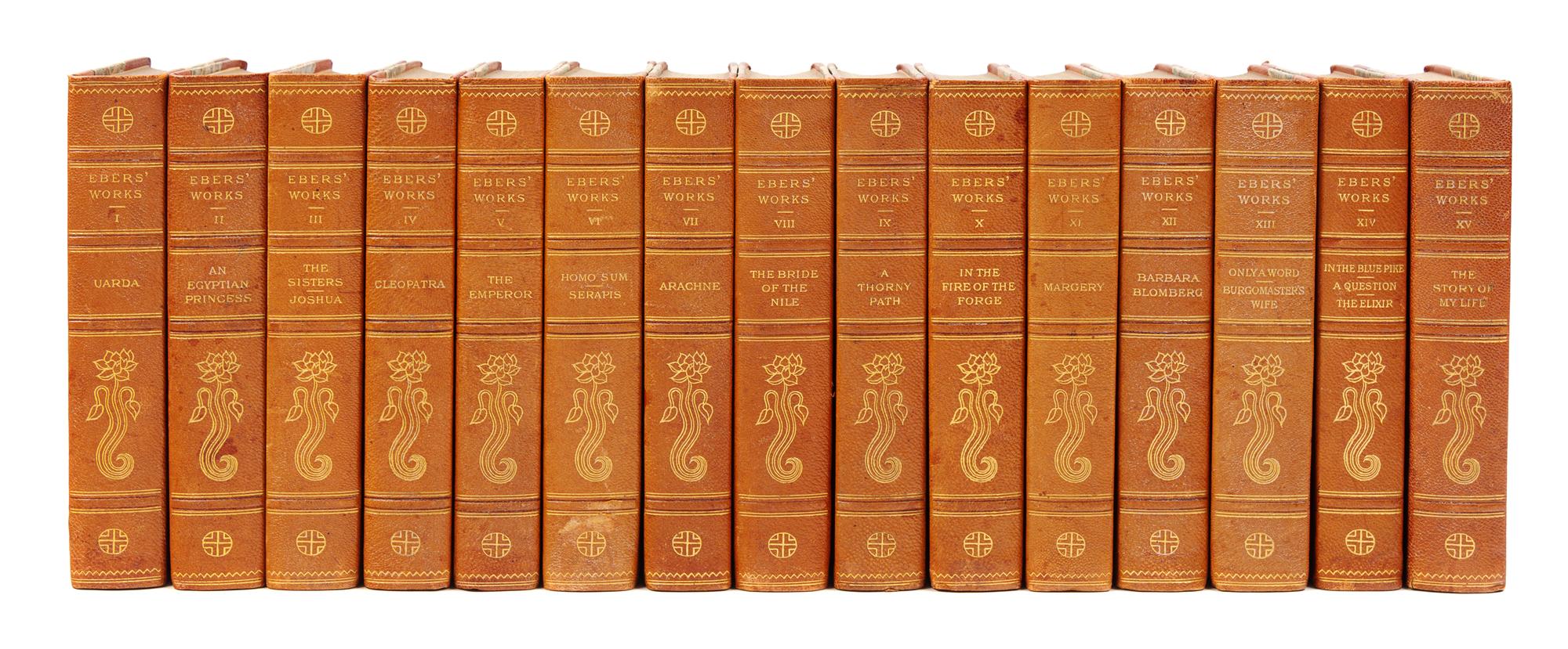 [BINDINGS]. EBERS, Georg (1837-1898). The Historical Romances of Georg Ebers. New York and London: D. Appleton and company, 1881-1893.