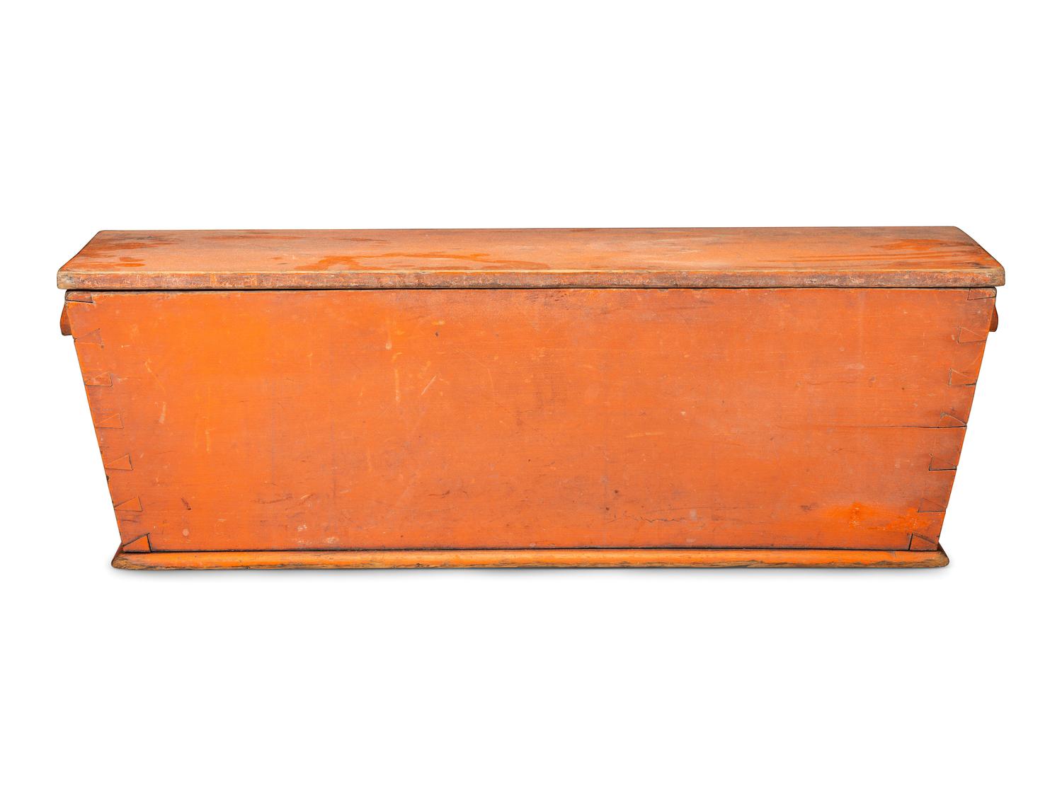 A Salmon Painted Poplar or Maple Dough Box