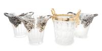 Four Cut Glass Champagne Buckets Height of tallest 11 3/8 inches.