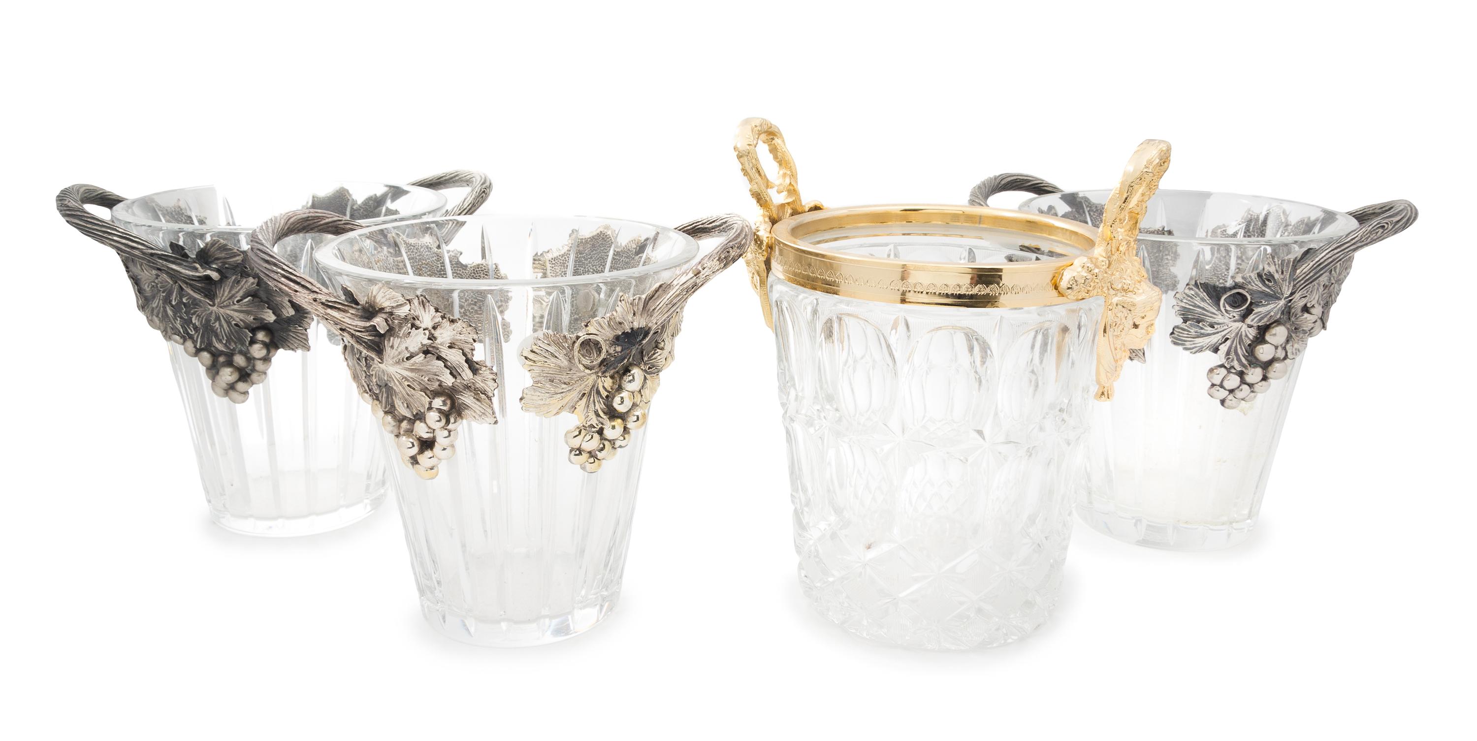 Four Cut Glass Champagne Buckets Height of tallest 11 3/8 inches.