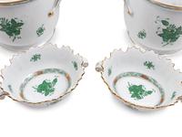 Seven Herend Painted and Parcel Gilt Porcelain Table Articles