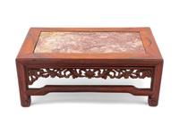 A Chinese Marble Inset Huanghuali Wood Stand