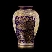 A Satsuma-Type Cobalt-Ground Vase, Kinkozan Studio, Meiji Period