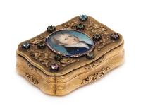 A German Gold and Jewel Mounted Portrait-Inset Bonbonnière