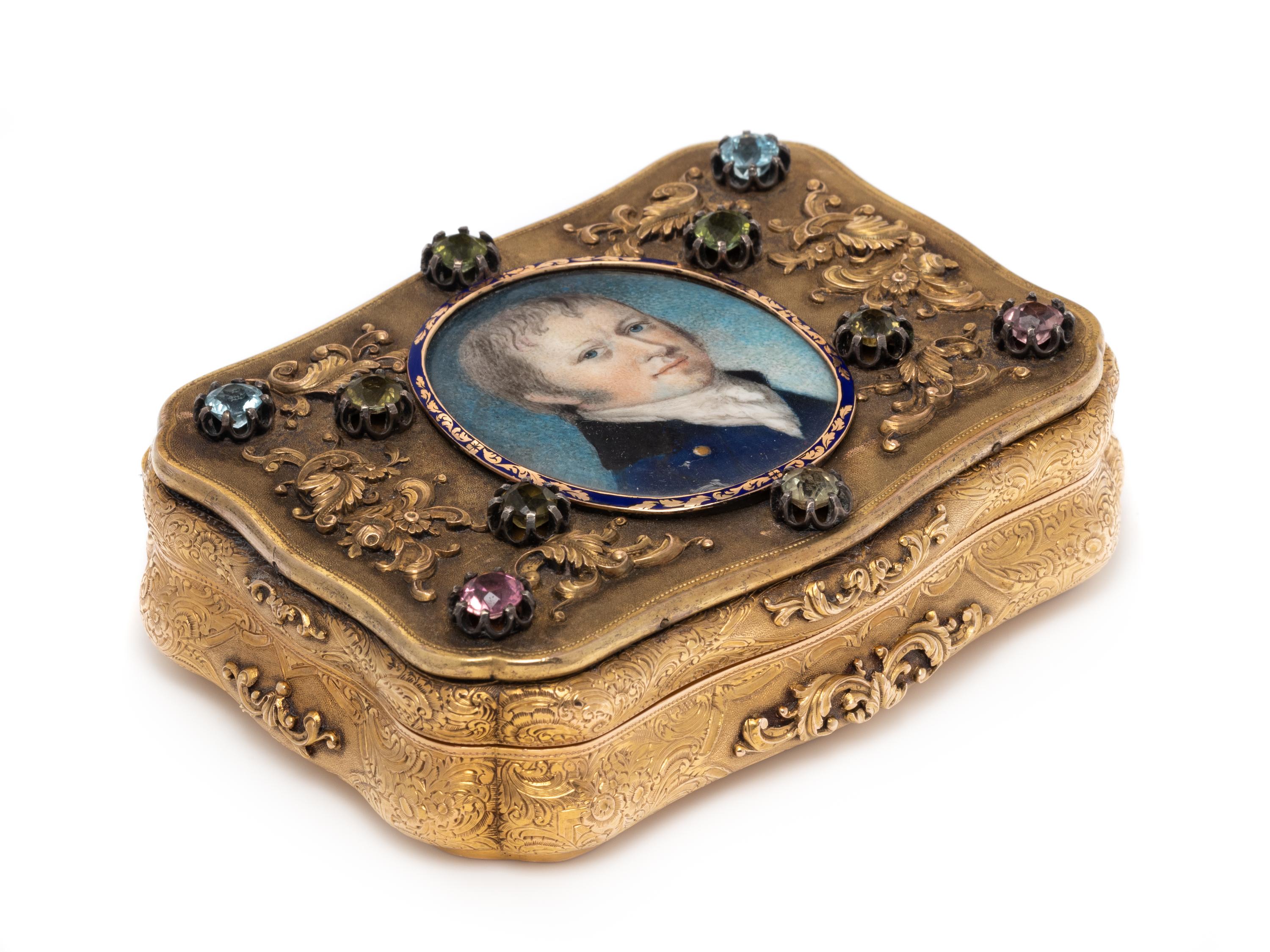 A German Gold and Jewel Mounted Portrait-Inset Bonbonnière