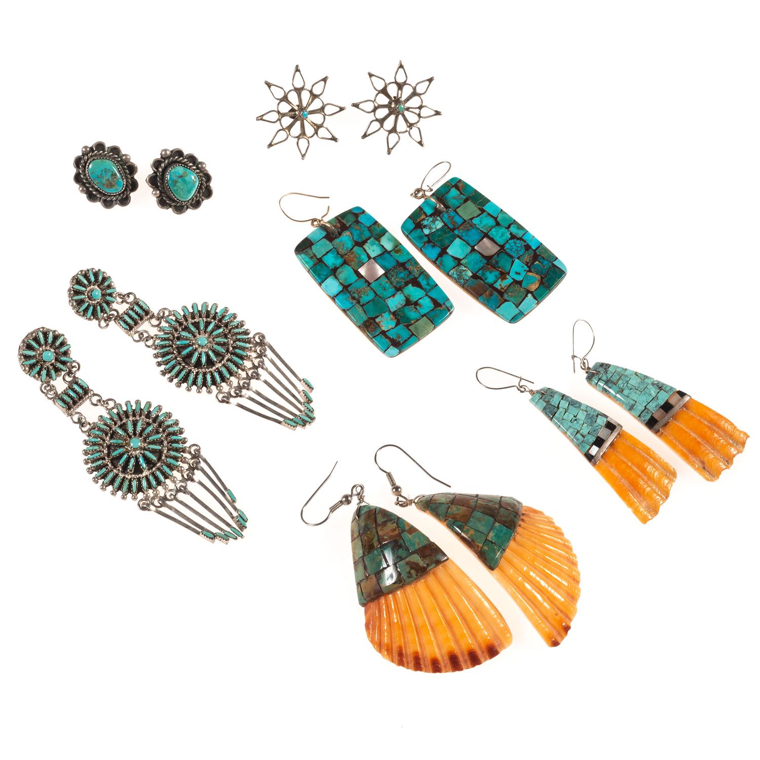 Navajo, Zuni, and Pueblo Hook and Post Earrings