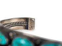 Sterling Silver and Royston Turquoise Cluster Cuff Bracelet
